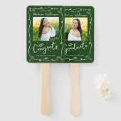 Green Hand Drawn Doodle Style Graduation 2 Photo Handwaaier (Voorkant en achterkant)