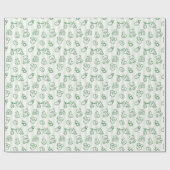 Green Hand Drawn Doodle Whimsical Baby shower Cadeaupapier (Vlak)