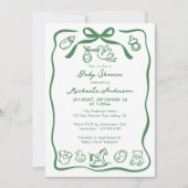 Green Hand Drawn Doodle Whimsical Baby shower Kaart (Voorkant)
