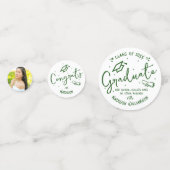 Green Hand Drawn Doodles Graduation 3 Photo White Confetti (Voorkanten)
