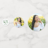 Green Hand Drawn Doodles Graduation 3 Photo White Confetti (Achterkanten)