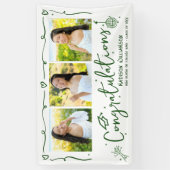 Green Hand Drawn Doodles Graduation 3 Photo White Spandoek (Verticaal)