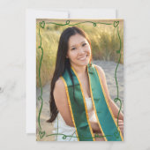Green Hand Drawn Doodles Photo Graduation Party Kaart (Achterkant)