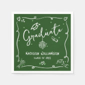 Green Hand Drawn Doodles Style Graduation Retro Servet (Voorkant)