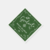 Green Hand Drawn Doodles Style Graduation Retro Servet (Hoek)