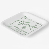 Green Hand Drawn Doodles White Graduation Quirky Papieren Bordje (Gebogen)
