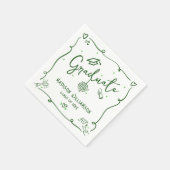 Green Hand Drawn Doodles White Graduation Quirky Servet (Hoek)