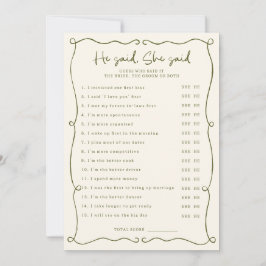 Green Hand Drawn Hij zei dat ze Game Kaart zei