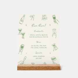 Green Hand Drawn Italian Wedding Cin Cin Bar Acryl Bord