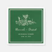  Green Hand Drawn Modern Rehearsal Dinner Wedding Servet (Voorkant)