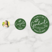 Green Hand Drawn Style Doodles Graduation 3 Photo Confetti (Voorkanten)
