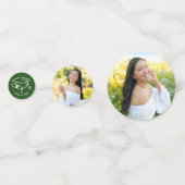 Green Hand Drawn Style Doodles Graduation 3 Photo Confetti (Achterkanten)