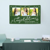Green Hand Drawn Style Doodles Graduation 3 Photo Spandoek (Beurs)