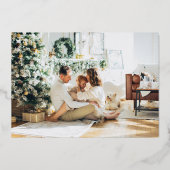 Green Hand-Lettered Joy Photo Gold Folie Feestdagenkaart (Achterkant)