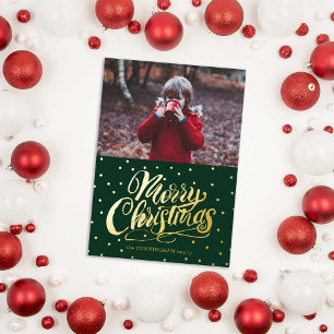 Green Hand Lettered kerst Folie Feestdagenkaart