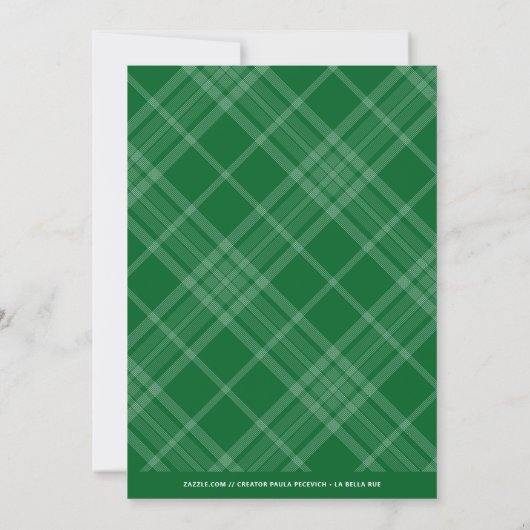 Green Hand Lettered Script Joy Kerstfoto (Achterkant)