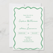 Green Hand Written Pinstripes Whimsical Wedding Kaart (Voorkant)