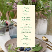 Green Handwritten Wedding Menu