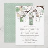 Green Hanging Mason Jars Wedding Kaart (Voorkant / Achterkant)