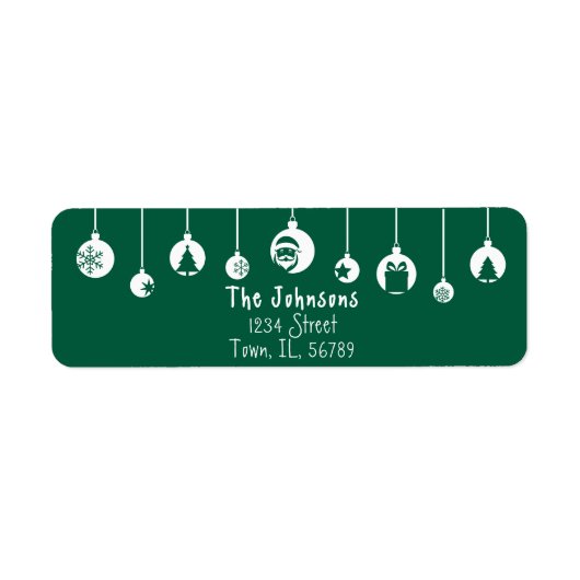 Green Hanging Ornament Return Address Label (Voorkant)