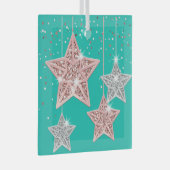 Green Hanging Stars Merry Kerstmis Glas Ornament (Voorkant Rechts)