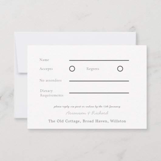 Green Hannah Suite RSVP-kaart RSVP Kaartje (Achterkant)