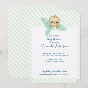 Green Happy Baby Sloth Baby shower Kaart