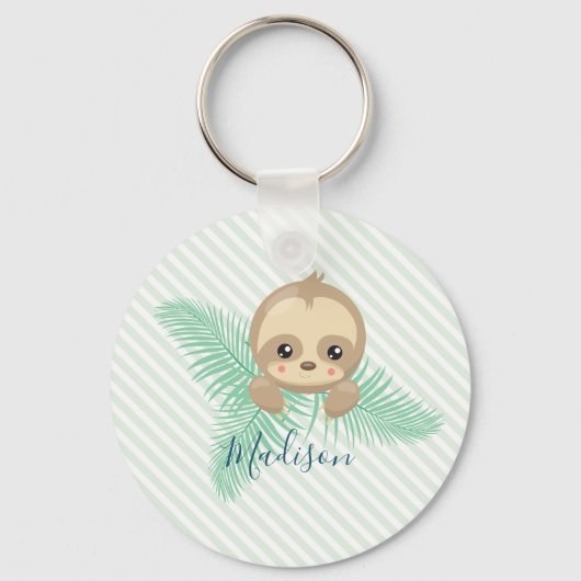 Green Happy Baby Sloth Baby shower Sleutelhanger (Voorkant)