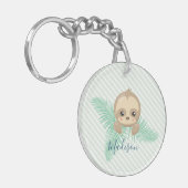 Green Happy Baby Sloth Baby shower Sleutelhanger (Voorkant Links)