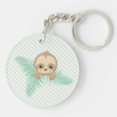 Green Happy Baby Sloth Baby shower Sleutelhanger (Achterkant)