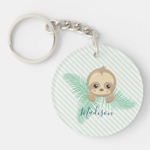 Green Happy Baby Sloth Baby shower Sleutelhanger
