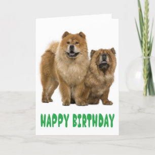 Green Happy Birthday Chow Puppy Dog Kaart