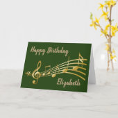 Green "Happy Birthday" Muziek Wenskaart Kaart (Gele Bloem)