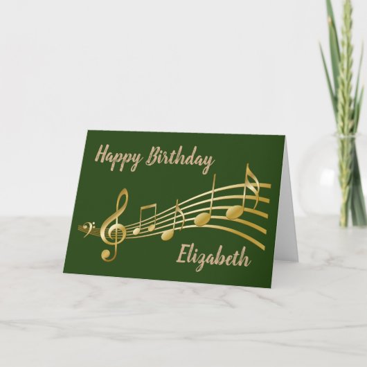 Green "Happy Birthday" Muziek Wenskaart Kaart (Voorkant)