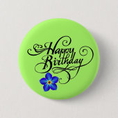 Green Happy Birthday Ronde Button 5,7 Cm (Voorkant)