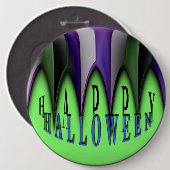Green Happy Halloween Striped Fangs Ronde Button 6,0 Cm (Voorkant /achterkant)