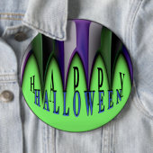 Green Happy Halloween Striped Fangs Ronde Button 6,0 Cm (In situ)