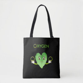 Green Happy Heart Leaf op zwarte Canvas tas