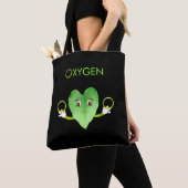 Green Happy Heart Leaf op zwarte Canvas tas (Dichtbij)