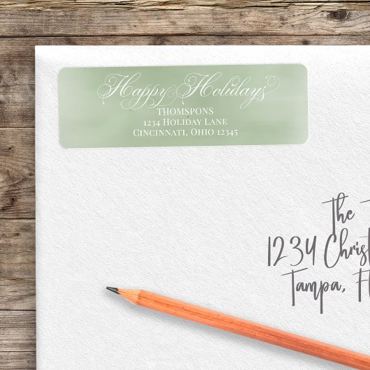 Green Happy Holiday Kalligrafie Script Aangepast Etiket