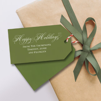 Green Happy Holidays Calligraphy Script Custom Cadeaulabel