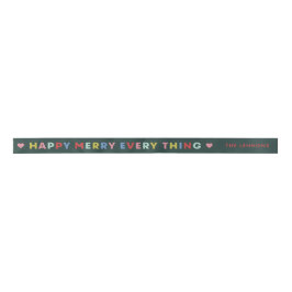 Green Happy Merry Everything Christmas Ribbon Satijnen Lint