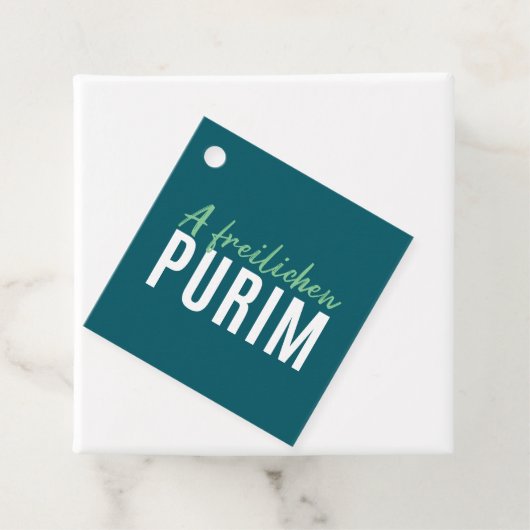 Green Happy Purim Bedankjes Labels (In situ)