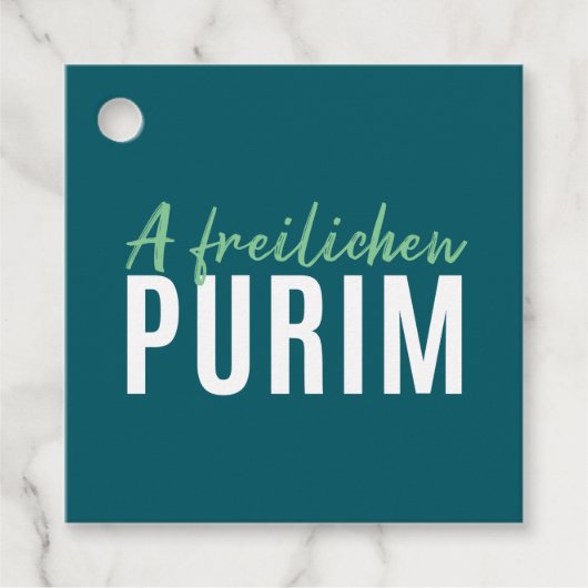 Green Happy Purim Bedankjes Labels (Voorkant)