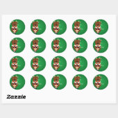 Green Happy Rendier Christmas Labels (Vel)