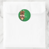 Green Happy Rendier Christmas Labels (Tas)