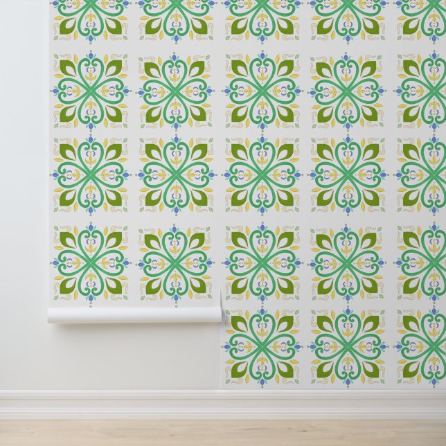 Green Harmony Mandala Boho Wallpaper Behang (Applicatie)