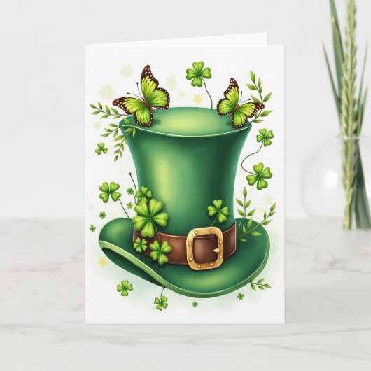 Green Hat Butterflies Scene Card Kaart (Voorkant)