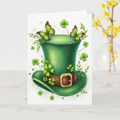 Green Hat Butterflies Scene Card Kaart (Gele Bloem)