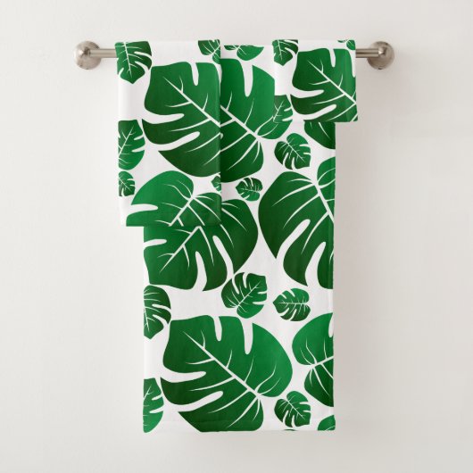 Green Hawaii Monstera Plant Palm Leaves Bad Handdoek (Insitu)